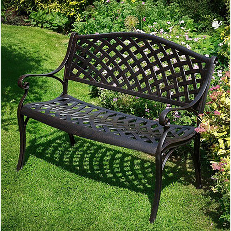 Cast aluminum garden discount bench